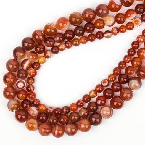 Red Striped Agate 6mm Round Beads, 60 Pcs Natural Stone Gemstone Beads for Jewelry Making, DIY Crafts, Bracelets, Necklaces, and Earrings...