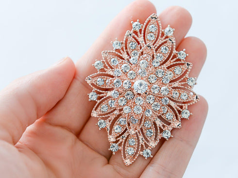 Mariell Rose Gold Wedding Jewelry Crystal Bridal Brooch Pin for Brides, Bridesmaids, Mother of The Bride...