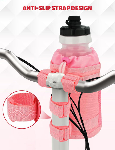 Bike Cup Holder, Water Bottle Holder Handlebar for Bike with Mesh Pockets, Universal Fabric Bicycle Water Bottle Drink Cup Cage for Cruiser Bikes,...