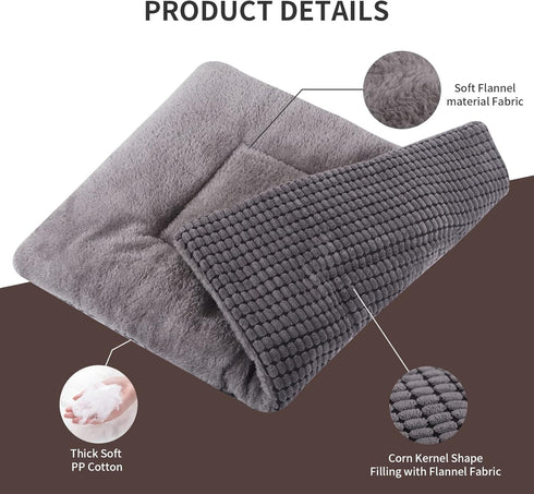 Reversible Dog Bed Mat with Plush and Corn Velvet,Soft Warm Pet Cushion, Dual Purpose Washable Sleeping Mattress Bed for Small Medium Large Dog an...