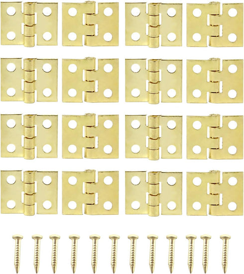 Honbay 50PCS Miniature Dollhouse Hinges Jewelry Box Tiny Hardware Accessories with 200PCS Screws (Gold)...