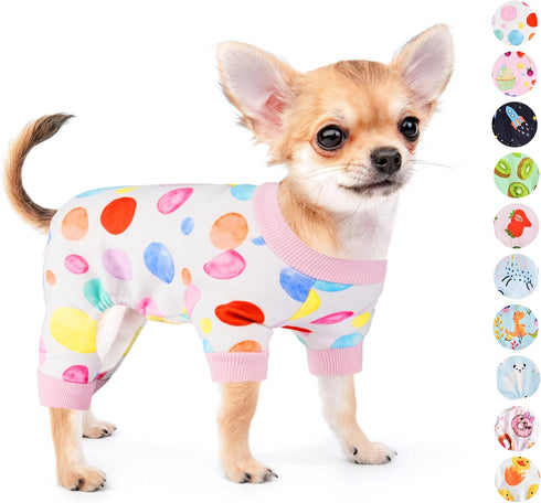 Dog Pajamas for Small Dogs Girl Boy Puppy Pjs Fall Winter Pet Onesies for Chihuahua Teacup Cute Polka Dot Soft Material Stretch Able Cat Clothes O...