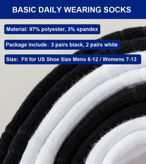 Hiflyer 5 Pairs Mens Athletic Socks Training Socks Men, Basketball Socks Men & Women, Thick Compression Sports Socks for Men & Women...
