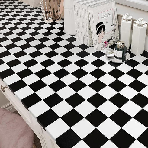 YENHOME Removable Checkered Wallpaper Small Checkered Peel and Stick Wallpaper Neutral Black and White Checker Contact Paper Waterproof Wallpaper ...