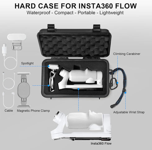 Lekufee Portable Waterproof Hard Case Compatible with Insta360 Flow Pro/Insta360 Flow Gimbal Stabilizer and Accessories(Case Only)...