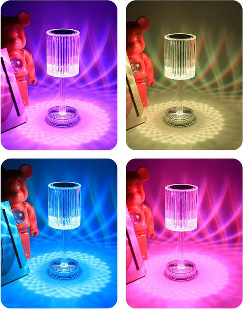 Crystal Diamond Table Lamp, Touch Control Crystal Lamp with 16 Colors,RGB Night Light with USB & Remote Control, LED Rechargeable Lamp for Bedroom...