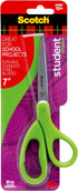 Scotch 7-Inch Student Scissors, Blue, Green, and Purple, Colors Vary, 6-Pack...