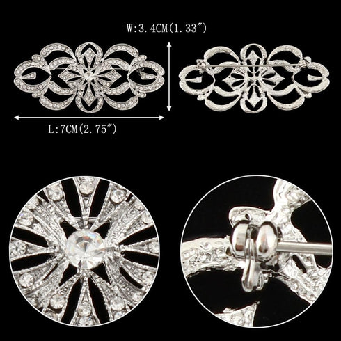 EVER FAITH Art Deco Bridal Brooch Clear Austrian Crystal Silver-Tone...
