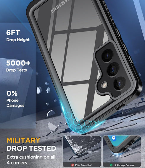 for Samsung Galaxy S24 Case, IP68 Waterproof Dustproof Shockproof S24 Case with Screen Protector for Samsung S24 (Black, Galaxy S24)...