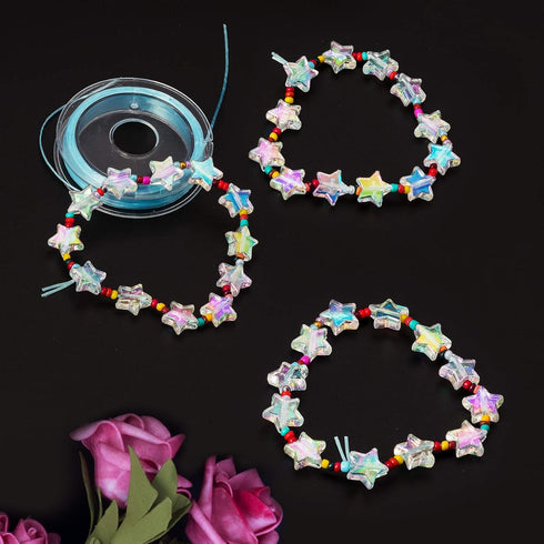 OIIKI 200 PCS Acrylic Star Shape Beads, Star Shape Charming Beads, Clear Acrylic 10mm Colorful Beads for DIY Jewelry Craft Making Necklace Bracele...