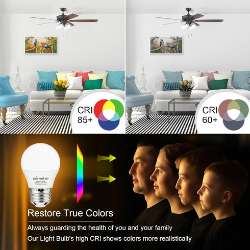 comzler 8 Pack Appliance Light Bulb E26 Base, 6000K Cool Bright Daylight Light Bulbs, 60 Watt Equivalent Small Refrigerator Bulb, A15 Light Bulb f...