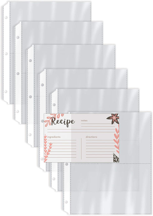 Better Kitchen Products Recipe Card Page Protectors, 100 Count, 4 x 6 inch Pockets, 2 Pockets Per Page, Recipe Book Pocket Page Refill Sheets, 8.5...