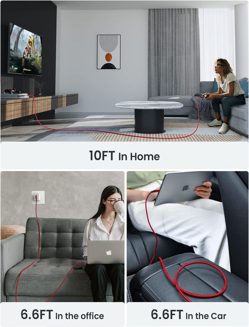 AINOPE 100W USB C to USB C Cable (6.6ft/6.6ft/10ft),Chubby Cable USB C,USBC to USBC Cable Fast Type C Charging Cable Fits for iPhone 15,MacBook Ai...