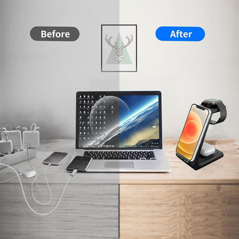Wireless Charging Station,3 in 1 Wireless Charger Stand for iWatch 6/Se/5/4/3/2,Airpods,Qi Fast Charging for iPhone 13 12 11 Pro Max Xr X Xs 8......
