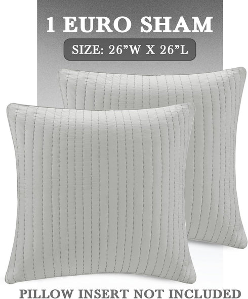 INK+IVY Pillow Euro Sham, 26"x26", Quilted Grey...