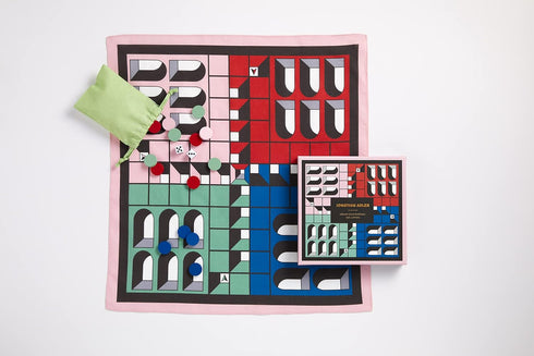 Galison Jonathan Adler Arcade Classic Bandana Game from Galison - Featuring Chic Printed Cotton Bandana Game Board, Includes 16 Wooden Game Pieces...