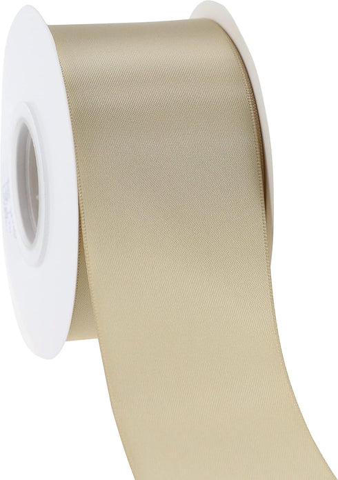 Champagne Gold Ribbon 2 Inch Double Face Satin Ribbon Thick Champagne Ribbon for Gift Wrapping Wedding Decor Bridal Bouquet Shower Party Decoratio...