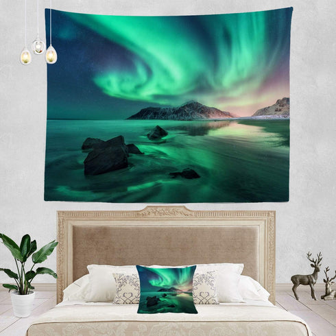 Batmerry Northern Lights Tapestry, Space Beautiful Galaxy Night Starry Image Picnic Mat Beach Towel Wall Art Decoration for Bedroom Living Room Do...