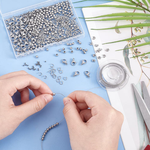 PH PandaHall 700pcs DIY Jewelry Making Supplies Kit Bracelet Findings Kit with Stainless Steel Wire 10m, Stainless Steel Wire Hand Beaded Set for ...