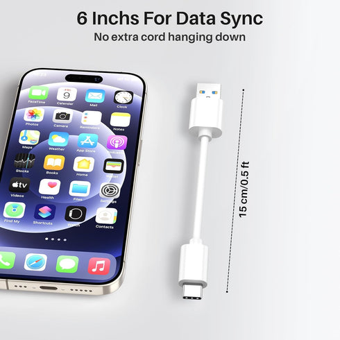 6 inch Short USB A to USB C 3.1 Cable 0.5ft,10Gbps High Speed Data Transfer Cable Compatible with MacBook Pro,iPad Pro Air,iPhone 15,Portable SSD,...
