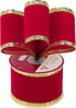 MEEDEE Red Velvet Ribbon 2.5 Inch Red Velvet Christmas Ribbon 10 Yards Red Velvet Wired Ribbon with Gold Greek Key Edge Ribbon Red Ribbon for Chri...