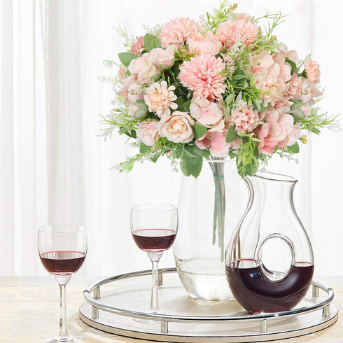 Nubry 3pcs Artificial Flowers Bouquet Fake Peony Silk Hydrangea Wildflowers Arrangements with Stems for Wedding Home Centerpieces Decor (Light Pin...