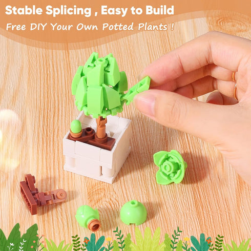 Mini Succulents Surprise Box Toys DIY Simulation Mini Particle Flower Botanical Collection Construction Building Blocks Toy Sets Random Gifts for ...