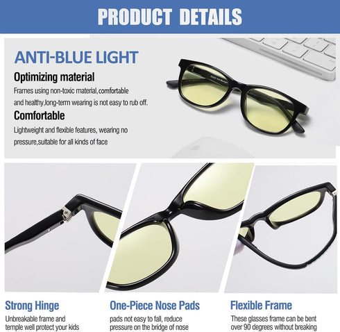 DUCO Blue Light Glasses for Kids Boys Girls Blue Ray Blocking Glasses Cute Computer Gaming TV Glasses for Children K015...