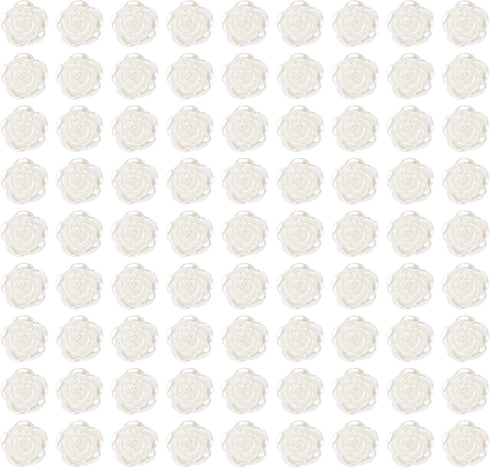 AUEAR, 100 Pack Resin Rose Flower Flat Back Beads 12mm Pearls Cabochons Charms for Phone Case Scrapbooking Jewelry Making Craft Decor...