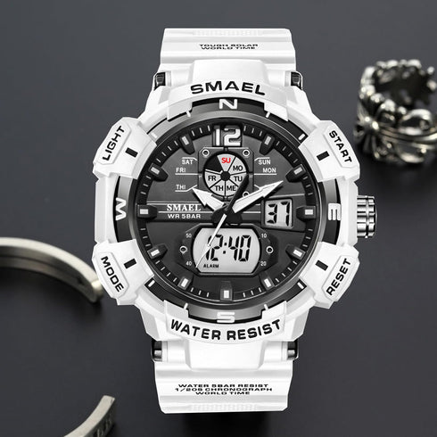 FANMIS Mens Analog Digital Sports Watch Large Face Outdoor Sports Waterproof Military Wrist Watches with Date Multifunction Tactics LED Army Stopw...