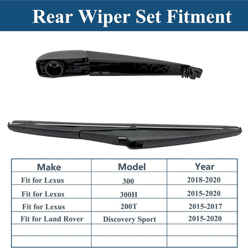 Rear Windshield Wiper Blade Arm Set for Lexus NX200T 2015-2017/ Lexus NX300 2018-2020 / Lexus NX300H 2015-2020/ Land Rover Discovery Sport 2015-20...