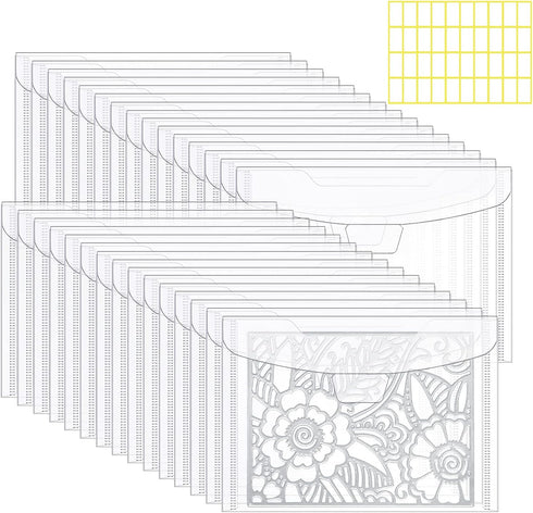 30 Pieces Clear Stamp and Die Storage Bag, KELIFANG Scrapbooking Storage Die Cuts Pockets for DIY Card Making, Resealable Plastic Envelopes for Cu...