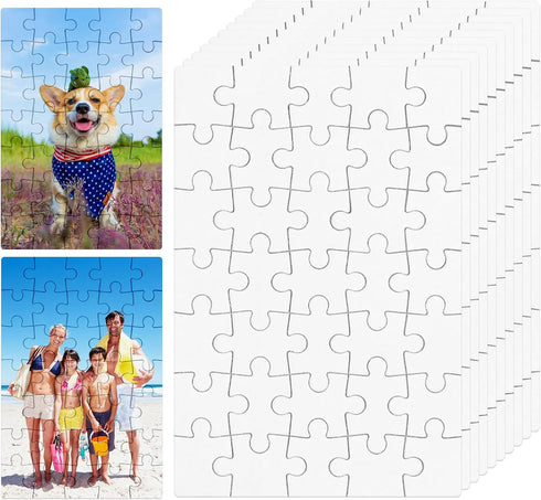 10 Sheets Blank Puzzles, 6x4 Inch All White Puzzle Sublimation Blank Puzzles to Print on DIY Puzzle Printable Puzzles Thermal Transfer Blank Jigsa...