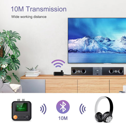 JXTZ Bluetooth 5.2 Transmitter Receiver, HiFi Bluetooth Audio Adapter with Display, Wireless Audio Adapter for Music Streaming Sound System, Headp...