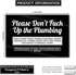 Funny Do Not Flush Sign for Bathroom, 6x4 Please Dont F Up the Plumbing Funny Bathroom Signs, Acrylic Please Do Not Flush Anything Except Toilet P...