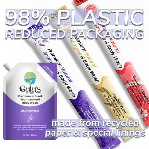 GAIA'S Premium Natural Shampoo and Body Wash All 3 Scents Sampler, 6 oz (2 oz X 3) No Added Colors, Tear Free, Organic and Natural Ingredients, Tr...