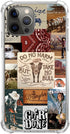 Retro Western Cowboy Collage Case Compatible with iPhone 15 Pro, Cool Boho Wild West Bull Case for Teens Men and Women, Trendy Soft TPU Bumper Cas...