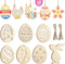 Wooden Eggs 48 Pieces Easter Crafts Wooden Ornaments Unfinished Crafts Hanging Embellishments for Party Supplies DIY Decor Valentines Day Cards fo...