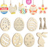 Wooden Eggs 48 Pieces Easter Crafts Wooden Ornaments Unfinished Crafts Hanging Embellishments for Party Supplies DIY Decor Valentines Day Cards fo...
