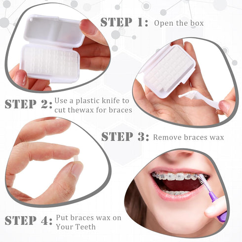 Sinmoe 40 Pack Braces Dental Wax Orthodontic with Storage Case and Small Plastic Cutter Repair Kit for Dental Care Braces Wearer Braces Brackets (...