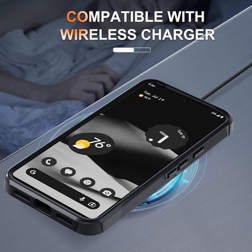 for Google Pixel 8 Pro Case, Full Body Heavy Duty Rugged Shockproof Protective Phone Cover with Wrist Lanyard Strap, Tempered Glass Screen Protect...