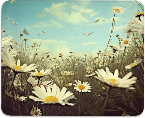 Serenity in Spring Daisies Mouse Pad - A Breath of Fresh Air for Your Desk, Stitched Edges Non-Slip Rubber Base Mouse Pads for Computers Laptop...