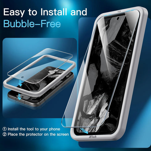 JETech Screen Protector for Google Pixel 8a 6.1-Inch with Camera Lens Protector, Easy Installation Tool, Fingerprint Compatible, Tempered Glass Fi...