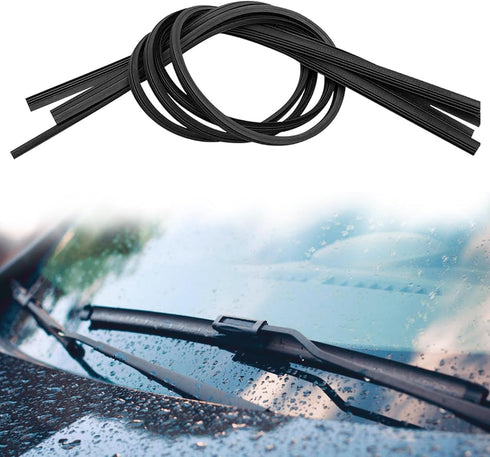 4 Pieces Car Wiper Blade Replacement Strip, DIY Adjustable Car Windscreen Wiper Rubber Strips, 26In Silicone Frameless Windshield Wiper Strip, Aut...