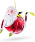Santa Snowboarding Blown Glass Christmas Ornament...