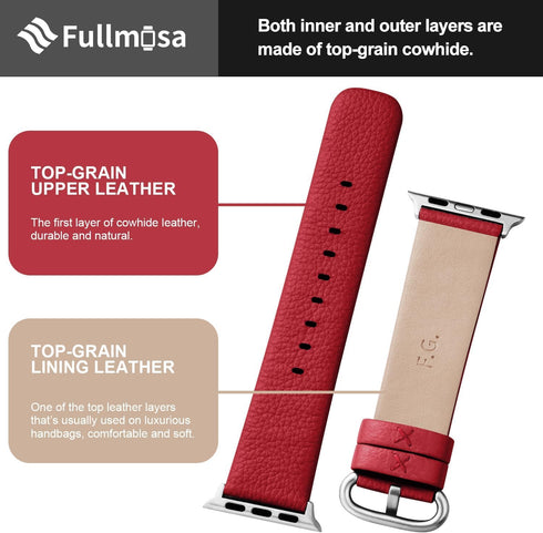 Fullmosa Leather Bands Compatible with Apple Watch Band 41mm 40mm 38mm 42mm 44mm 45mm 46mm 49mm Women Men for iWatch Ultra 2/Ultra/10/9/8/7/6/5/4/...