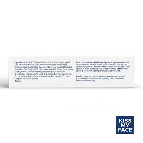 Kiss My Face Triple Action Toothpaste Gel, Herbal Mint Flavor, Removes Plaque, Whitens Teeth, Prevents Tartar, with Tea Tree Oil and Aloe, Fluorid...