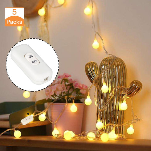 Inline Switch 5 Pcs, White Lamp Cord Button in Line Switch, Rated 6A 250V ON OFF Electrical Wire Appliance Rocker Switches, Repair Replacement Con...