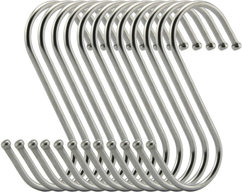 Premium S Hooks - S Shaped Hook - Heavy Duty Stainless Steel Hanger Hooks - Ideal for Hanging pots and Pans, Plants, Utensils, Towels etc. Size La...