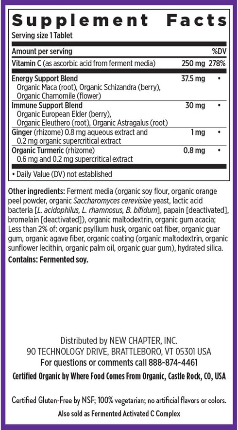 New Chapter® Vitamin C Immune Defense Supplement + Elderberry – Excellent Source of Vitamin C, One Daily Tablet for Healthy Immune Support, Made w...